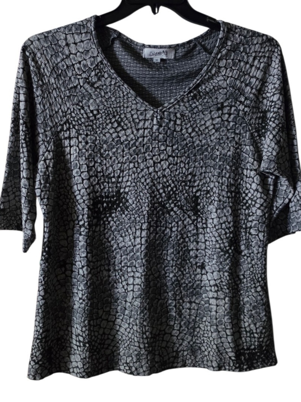Island Collection Gray 3/4 Sleeve Blouse Medium